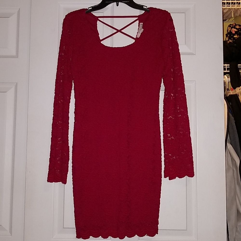 Cherry Red Forever 21 Sexy lacy dress Size Medium